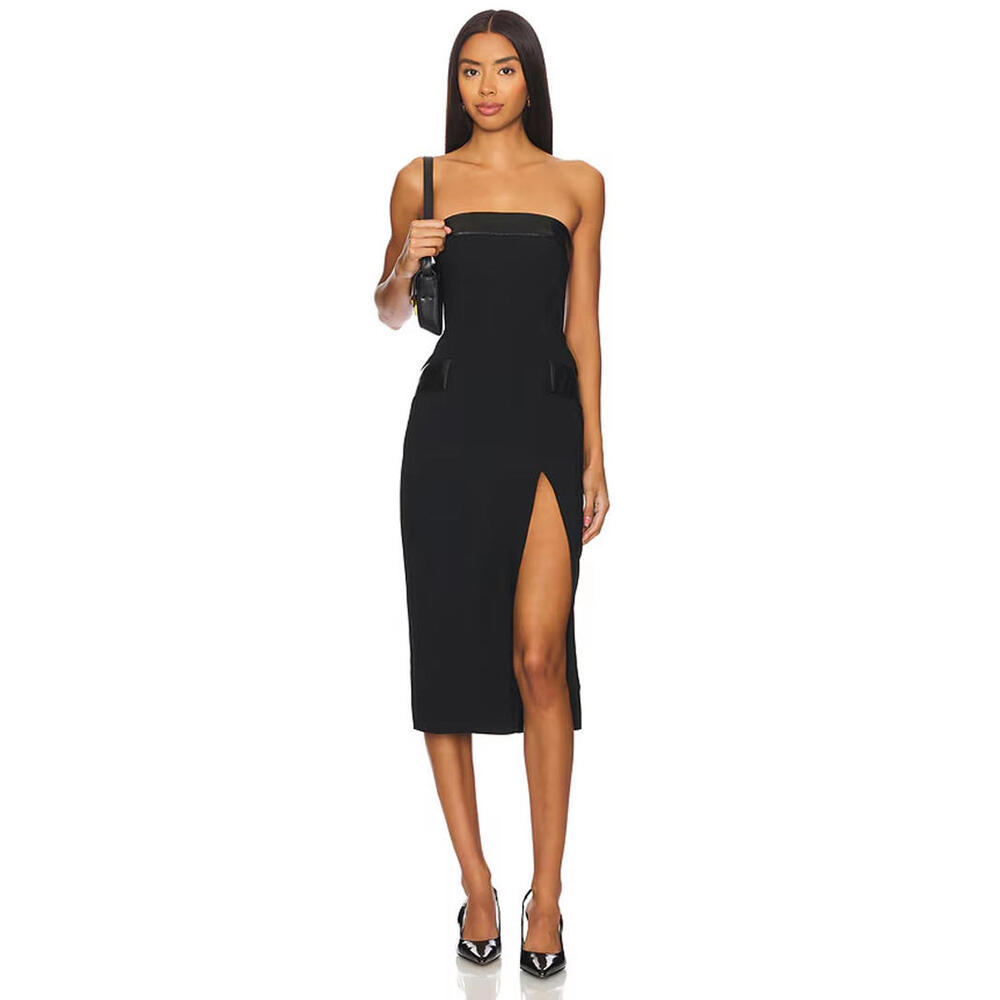Revolve AMANDA UPRICHARD Cassia Strapless Midi Dress Black XS New $251 msrp